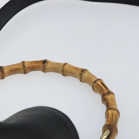 GUCCI Bamboo Shoulder Bag Leather 2way Black Gold 001 1638 Auth 142796 - Picture 8 of 16